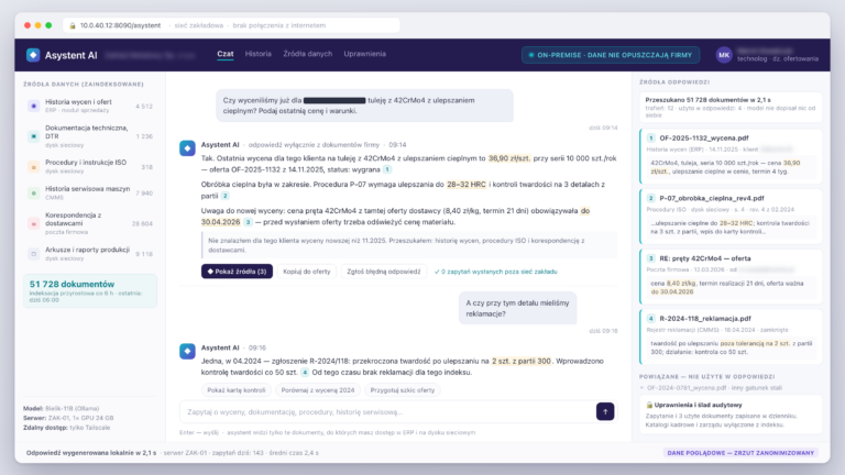 Asystent AI na danych firmowych: chmura czy on-premise