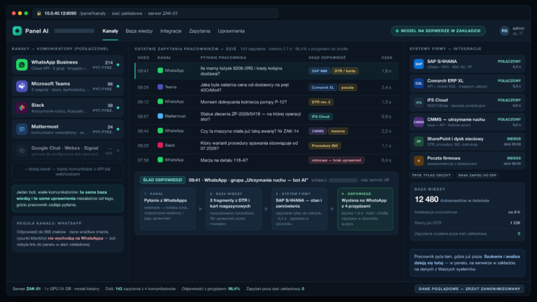 Chatbot WhatsApp dla firmy — bot AI z dostępem do ERP